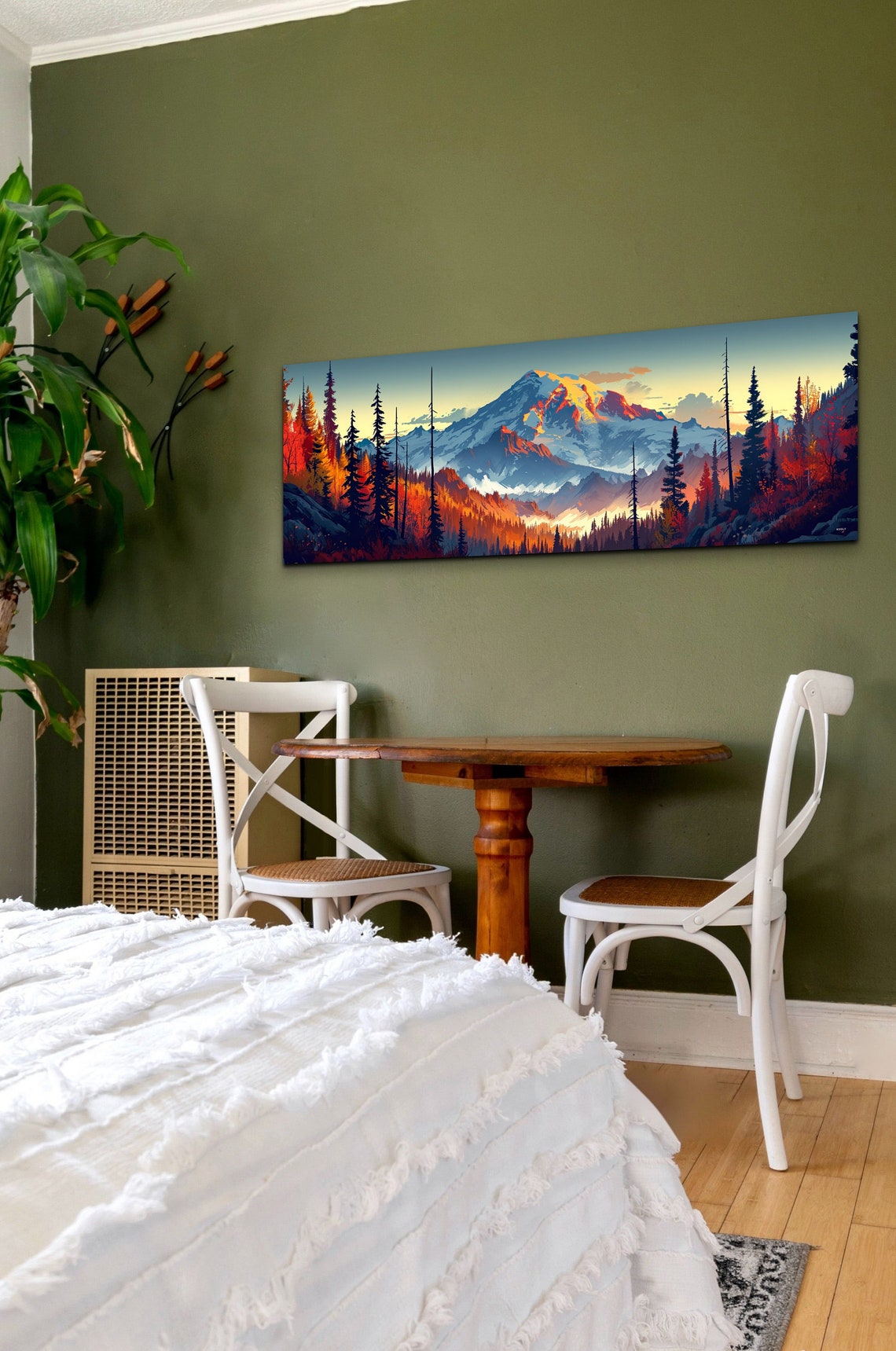 Panoramic Mount Rainier Autumn Forest Snow Peak Landscape Wall Art - Image 7