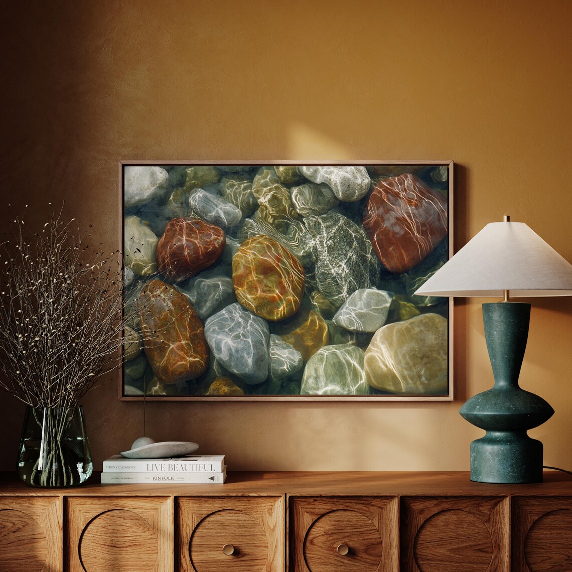 Tranquil Riverbed Stones, Nature Inspired Art Print - Image 3
