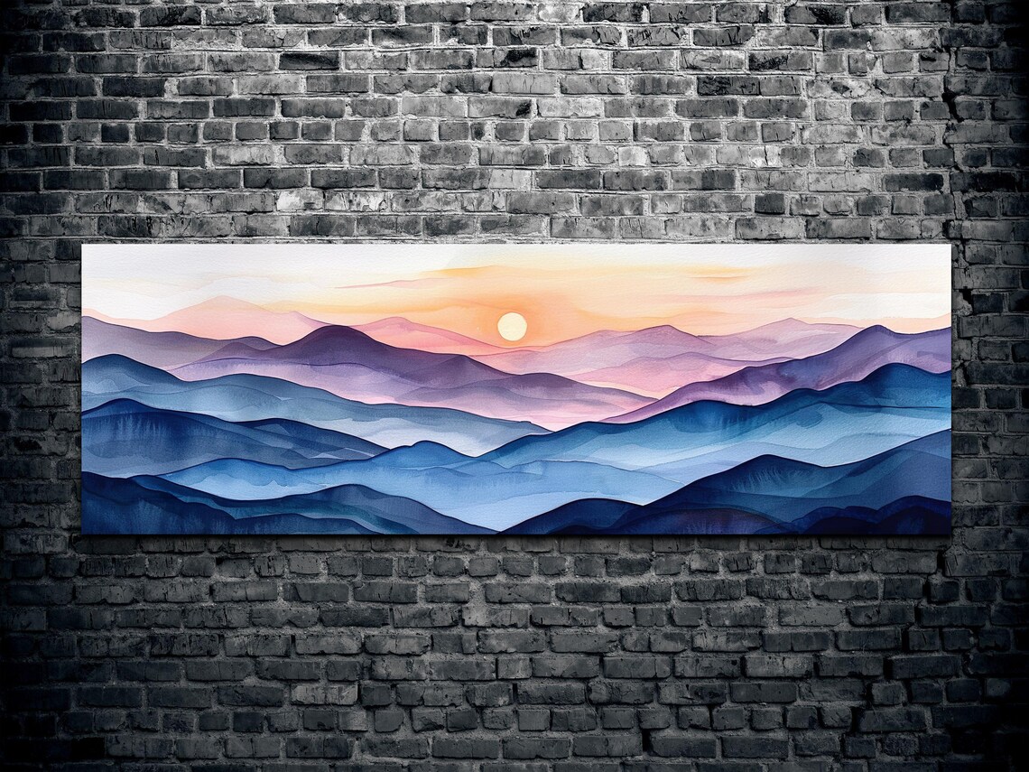 Watercolor Mountains Art Print, Mountain Landscape - Image 2