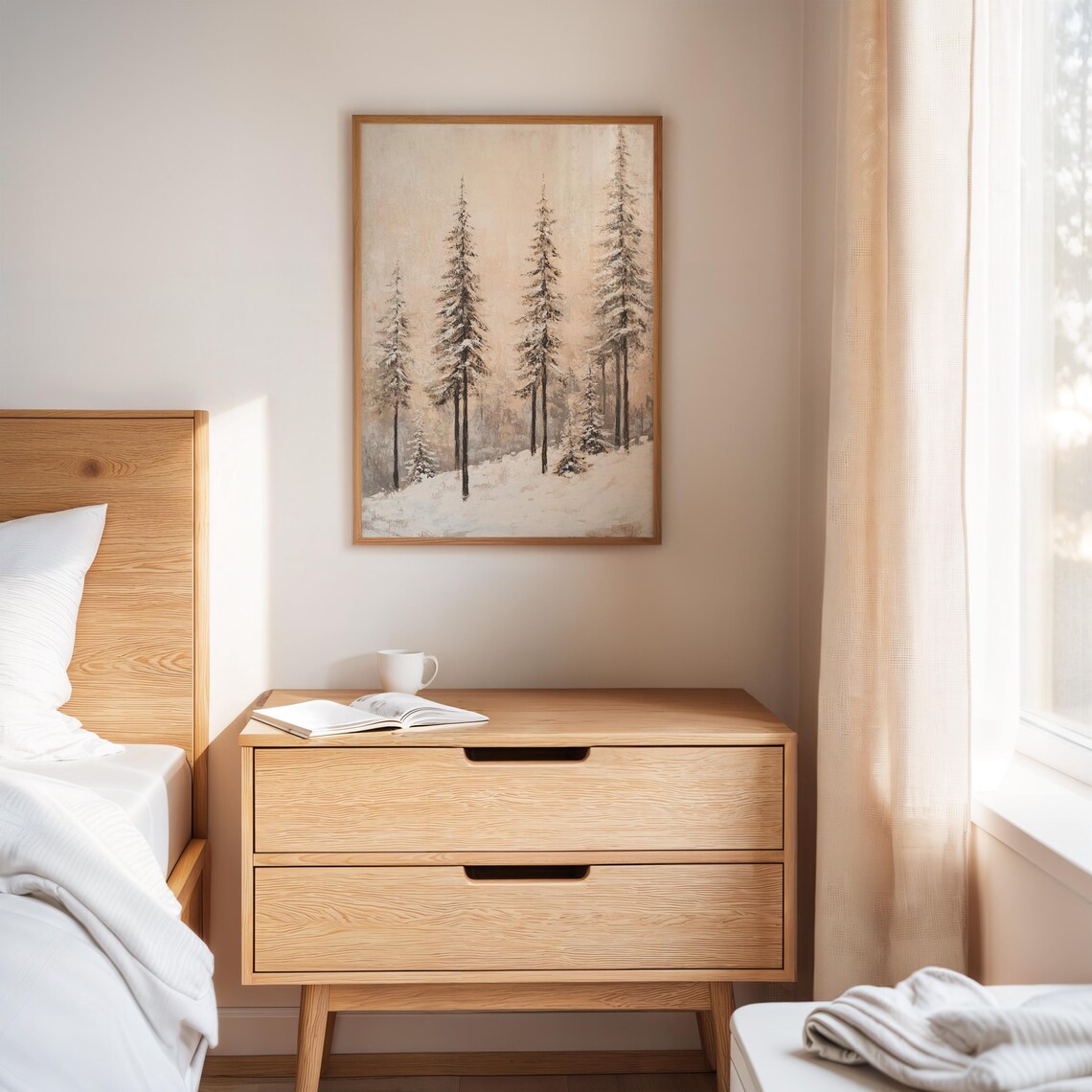 Winter Pine Forest Art Print, Rustic Lodge Decor - Image 5