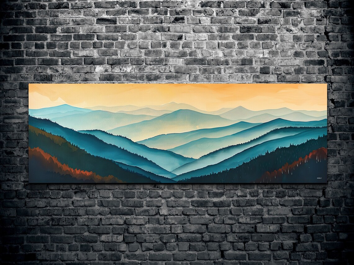 Smokey Mountain Mid-Century Modern Panoramic Art Print - Image 2