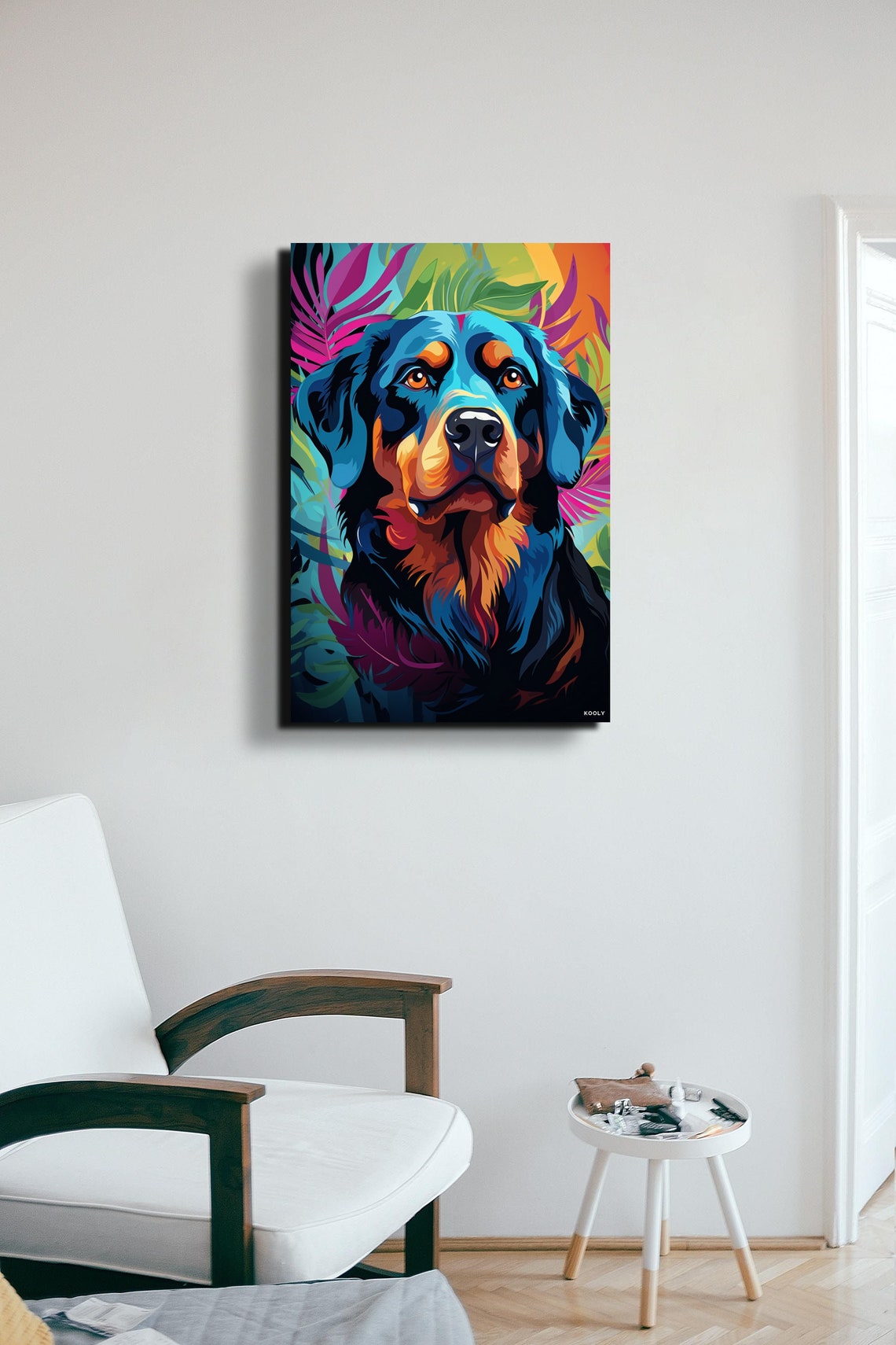 Rottweiler Portrait Poster In Bold Colorful Tropical Pop Art Style - Image 5