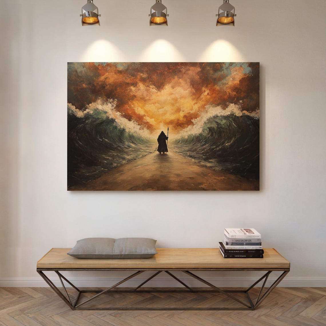 Moses Parting the Red Sea Walking Between Towering Waves Poster - Image 5