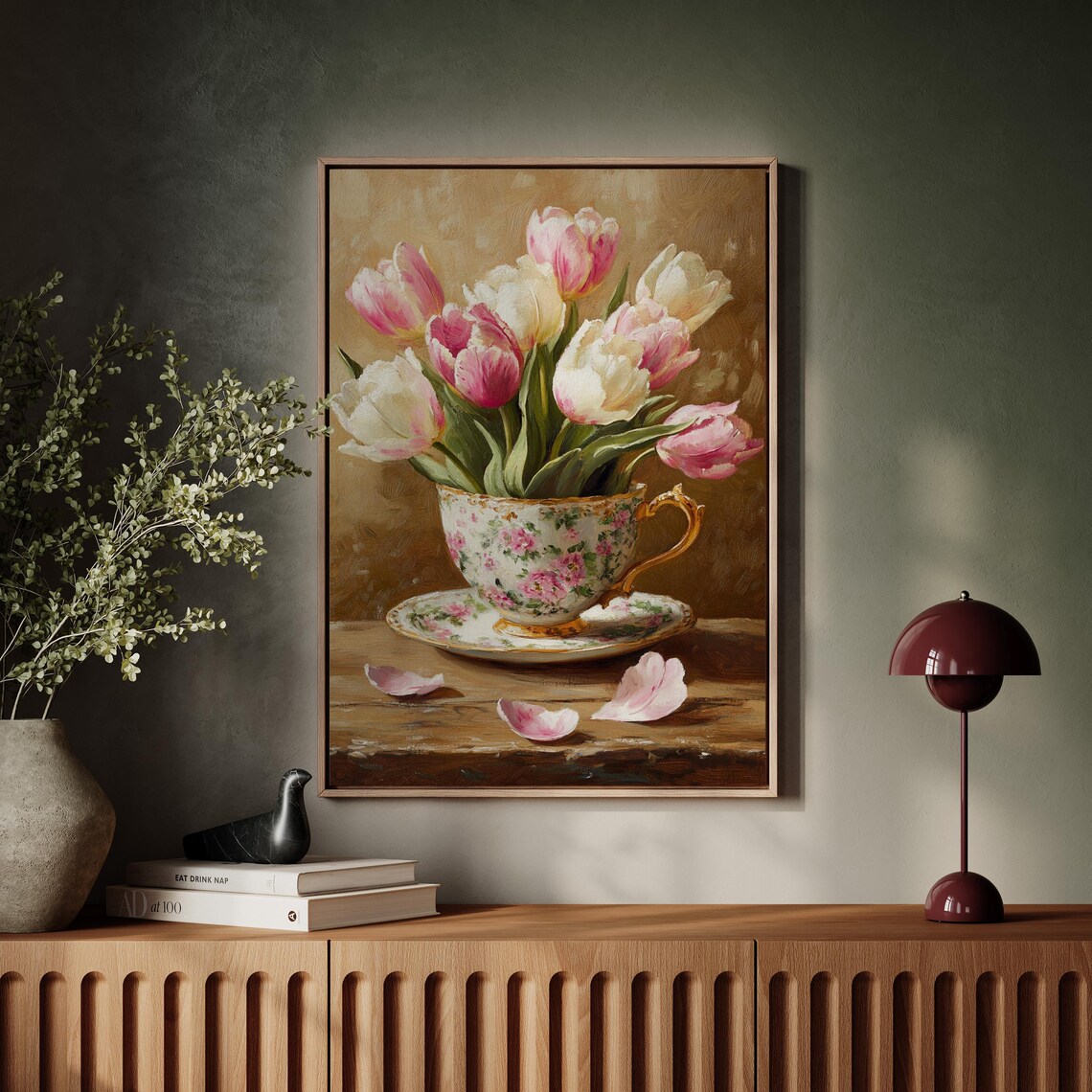 Pink Tulips in Vintage Floral Teacup Romantic Cottage Poster - Image 4