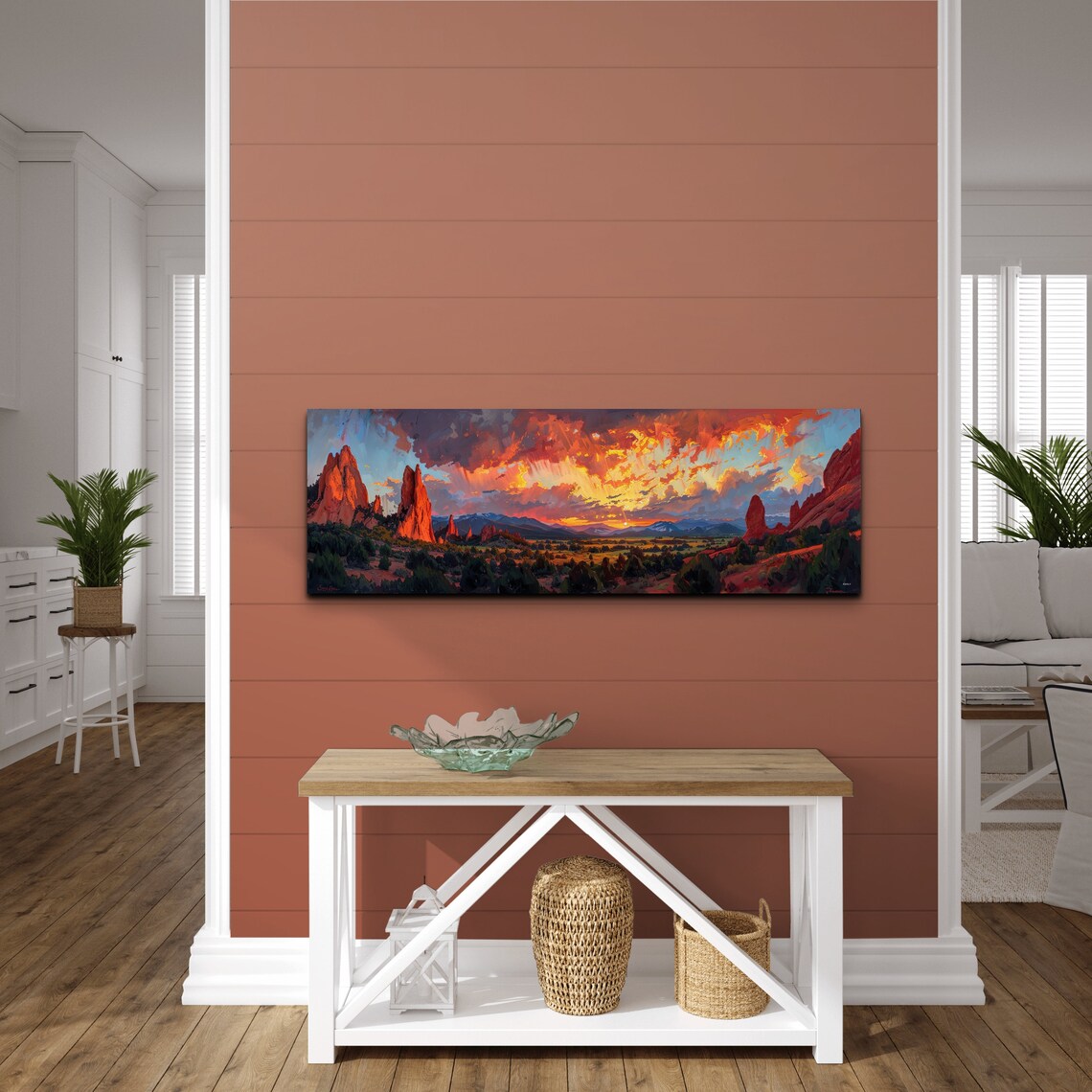 Red Rock Spires Towering Sandstone Dramatic Sunset Painting Print - Image 3
