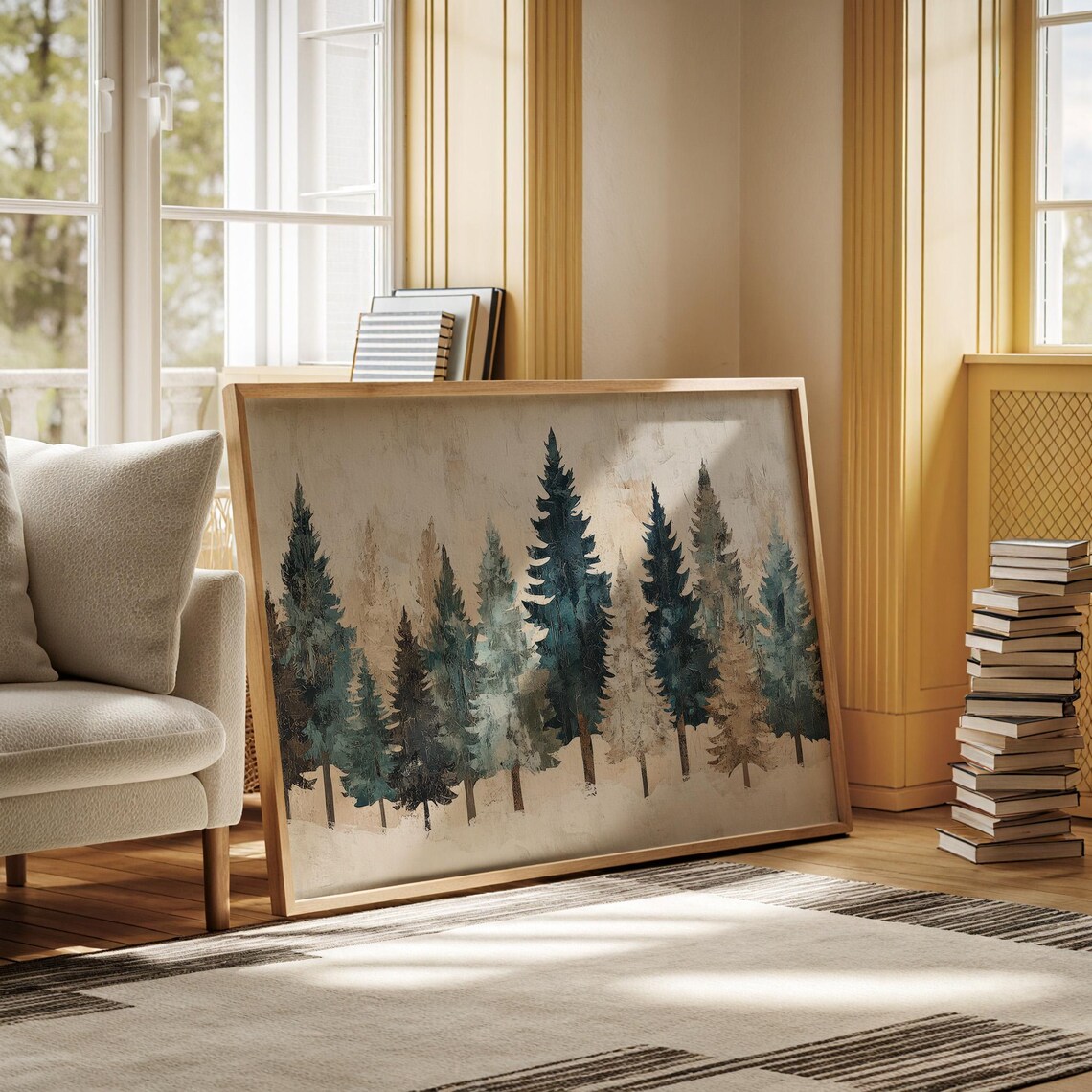 Rustic Primitive Christmas Trees Art Print - Image 5