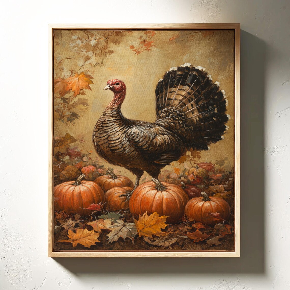 Thanksgiving Turkey With Pumpkins Golden Fall Painting Poster - Image 3