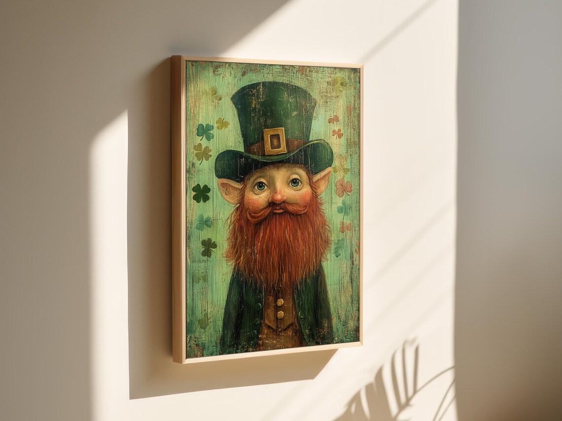 Irish Leprechaun Portrait, Vintage St Patricks Day Art Print - Image 7
