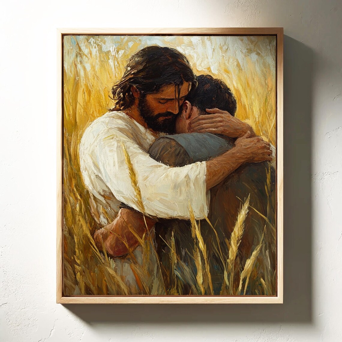 Jesus Embracing a Man in a Wheat Field Art Print - Image 3