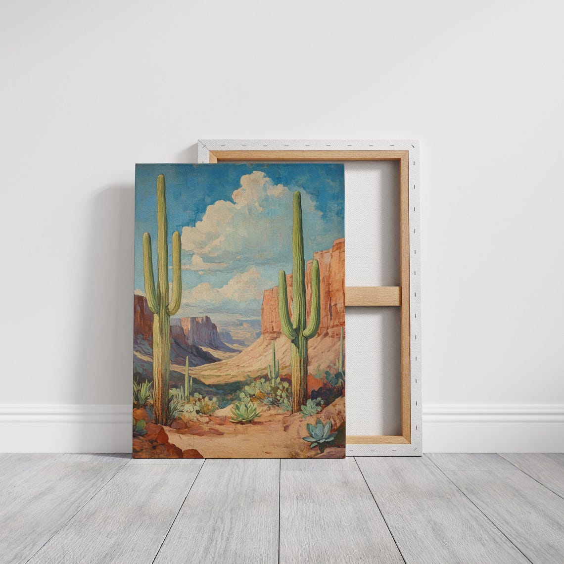 Saguaro Cactus Desert Scene Red Rock Canyon Vintage Style Poster - Image 7