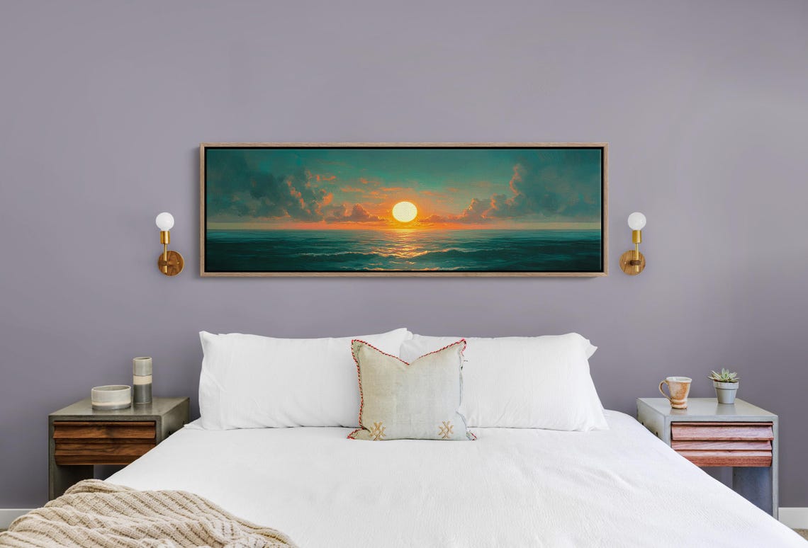 Sunset Ocean Tranquil Seascape Vibrant Sunlight Coastal Water Poster - Image 5