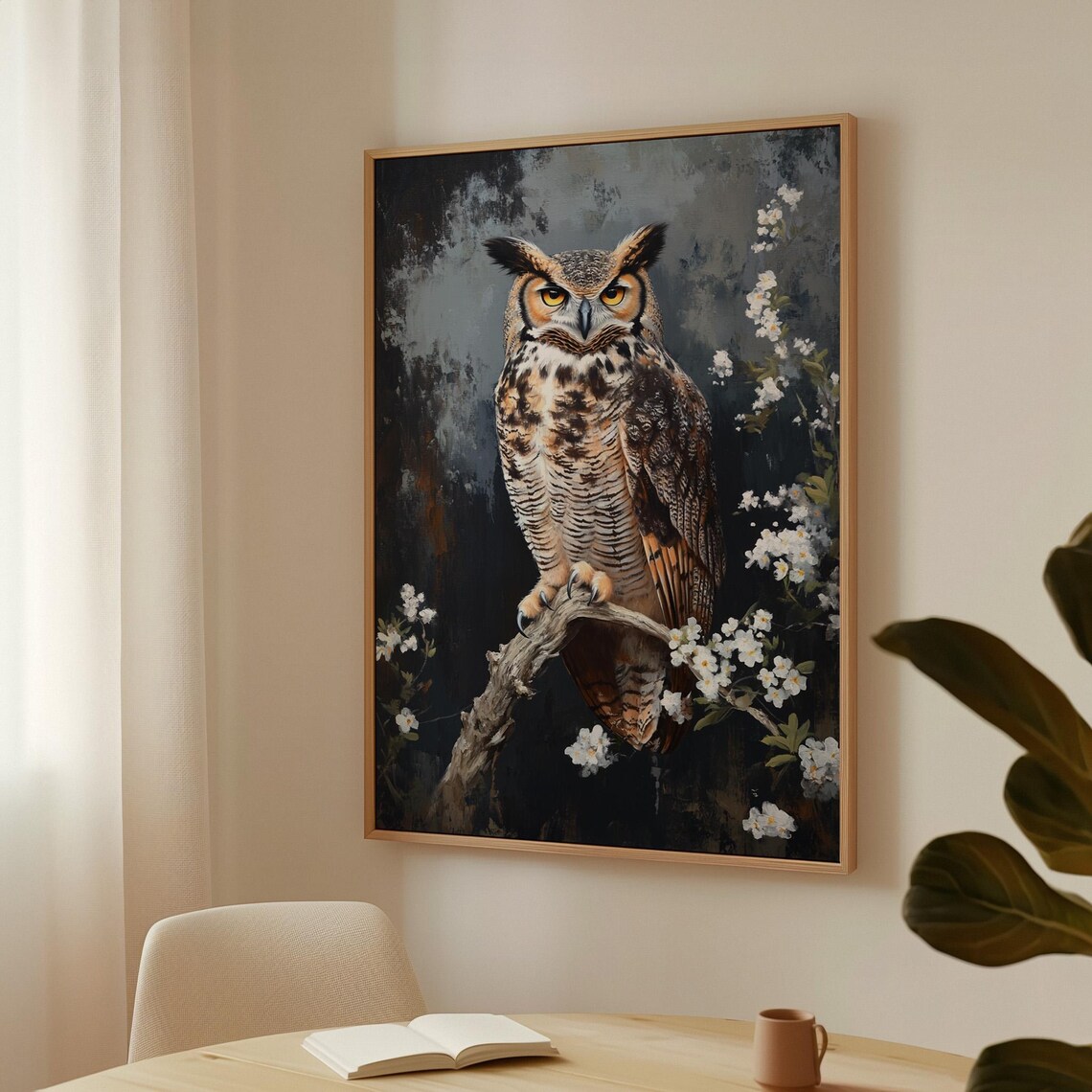 Great Horned Owl Art Print, Rustic Decor - Image 3
