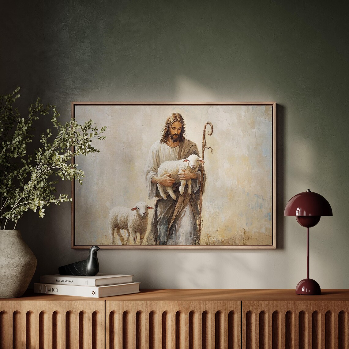 Jesus Carrying A Lamb Christian Shepherd Art Print - Image 3