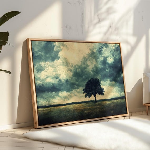 Moody Tree, Dramatic Stormy Sky Wall Art Print