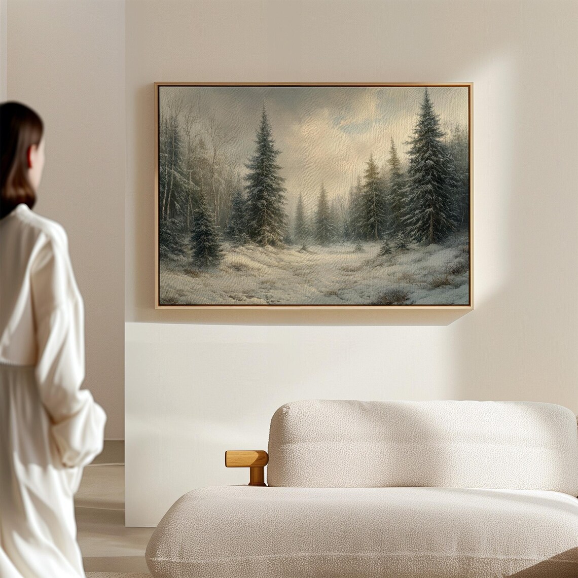Christmas Time Snow-Crusted Pine Trees Forest Art Print