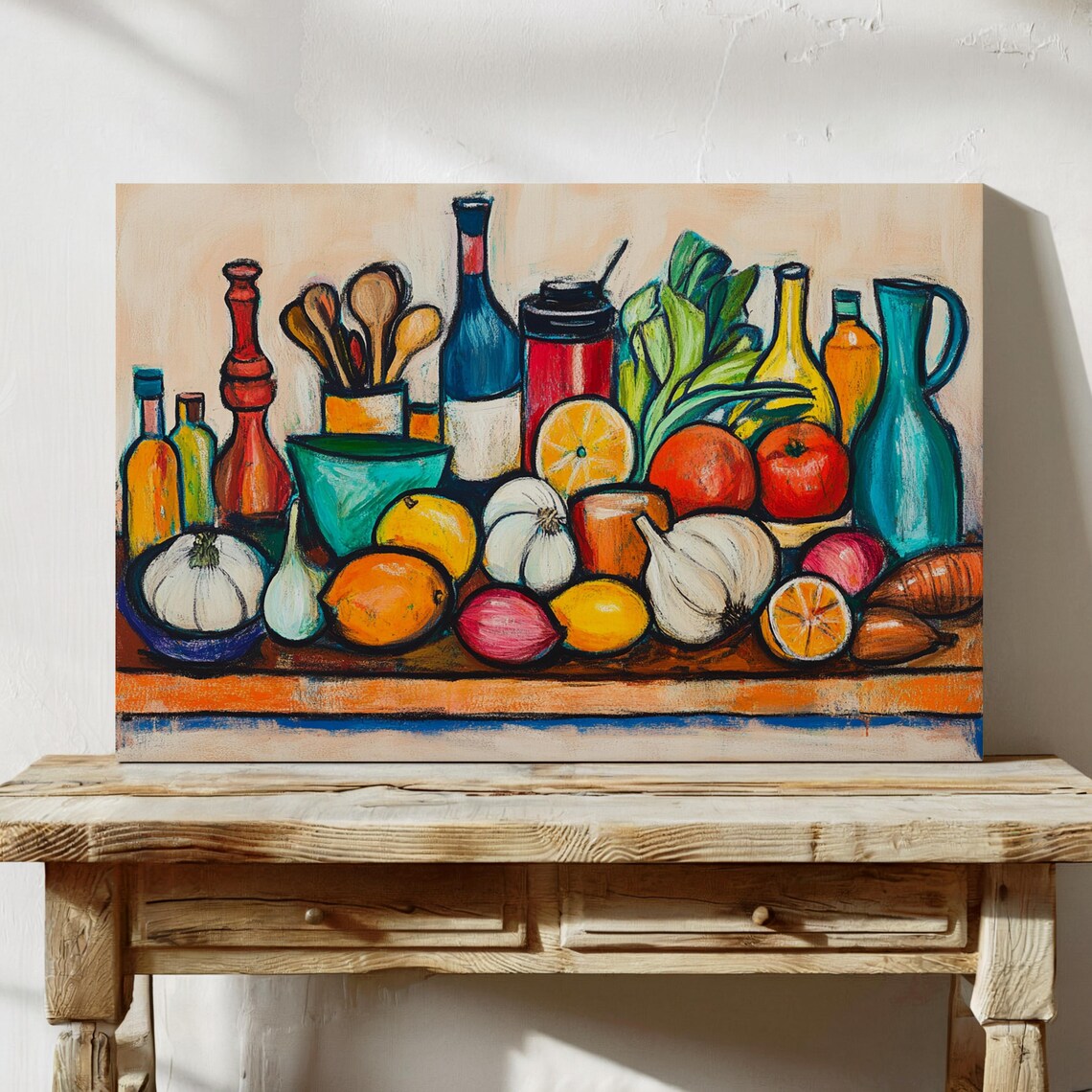 Colorful Kitchen Still Life, Modern Fruit Art Print