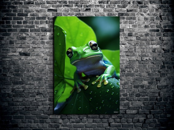 Tree Frog Wall Art Green Frog Wall Decor Wall Art Animal And Nature Print Extra Large Wall Art Ready To Hang Kooly Art