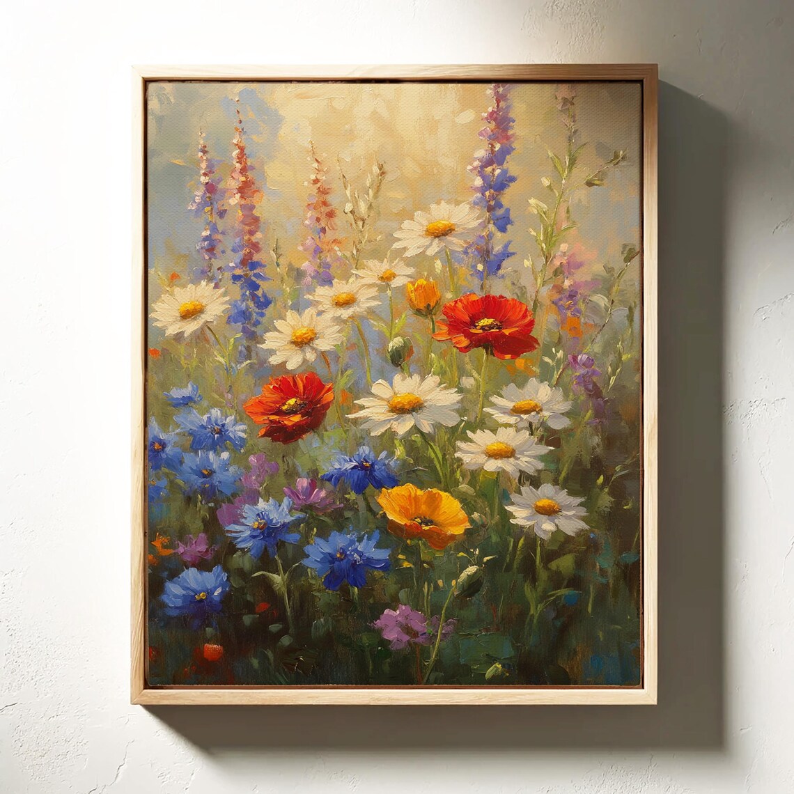 Colorful Wildflower Garden with Daisies Poppies and Blue Blooms Poster - Image 4
