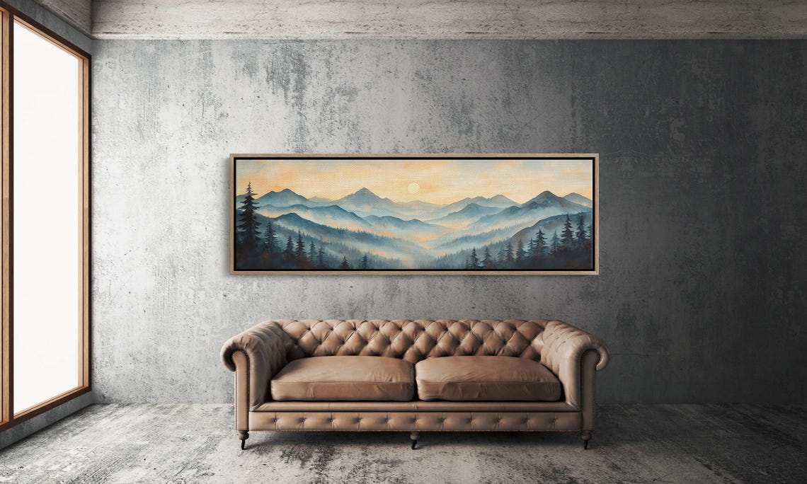Peaceful Mountain Sunrise Misty Valley Pine Forest Serene Poster - Image 3