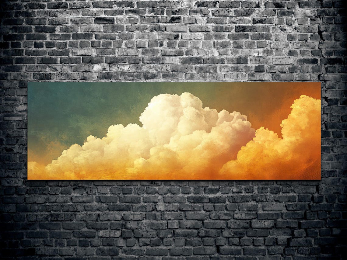 Golden Sunset Cloudscape Fiery Orange Sky Panoramic Art Poster - Image 2
