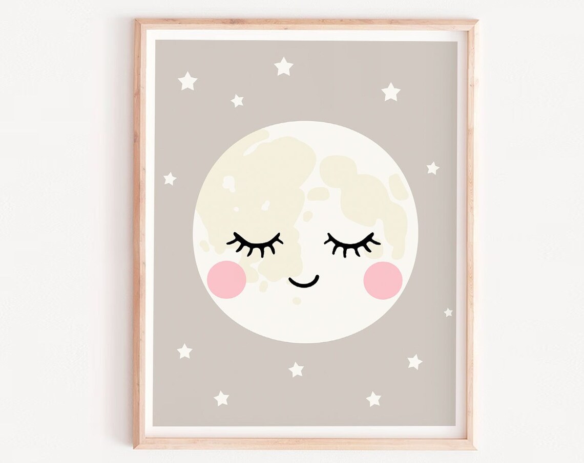 Moon Nursery Wall Art Print, Kids Room Decor