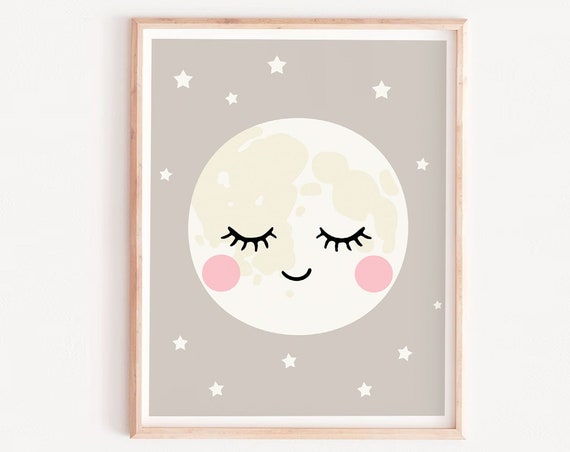 Moon Nursery Wall Art Print, Kids Room Decor