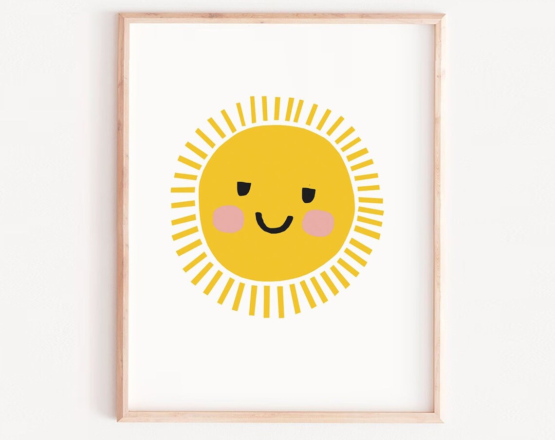 Smiley Sun Kids Room Modern Decor Art Print