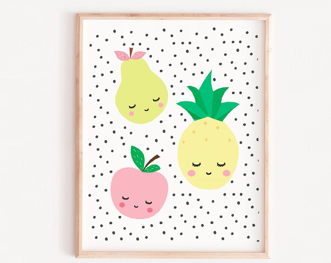 Fruit Nursery Art Print, Citrus Kitchen Decor