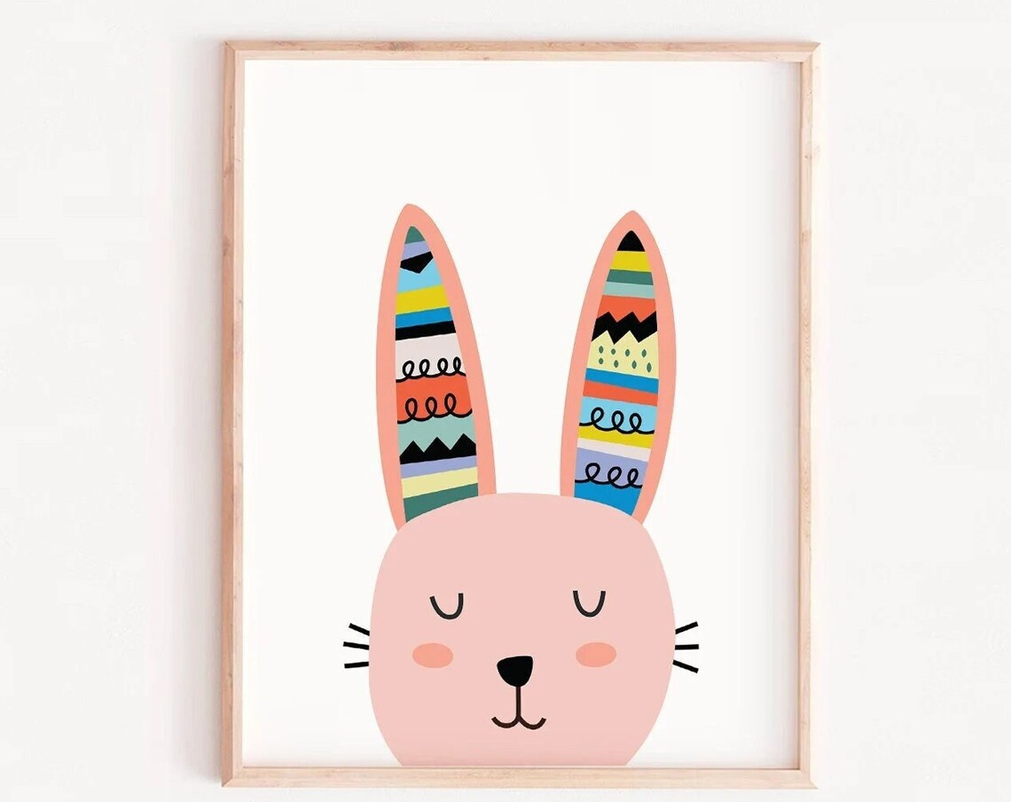 Scandinavian Bunny Face Nursery Art Print