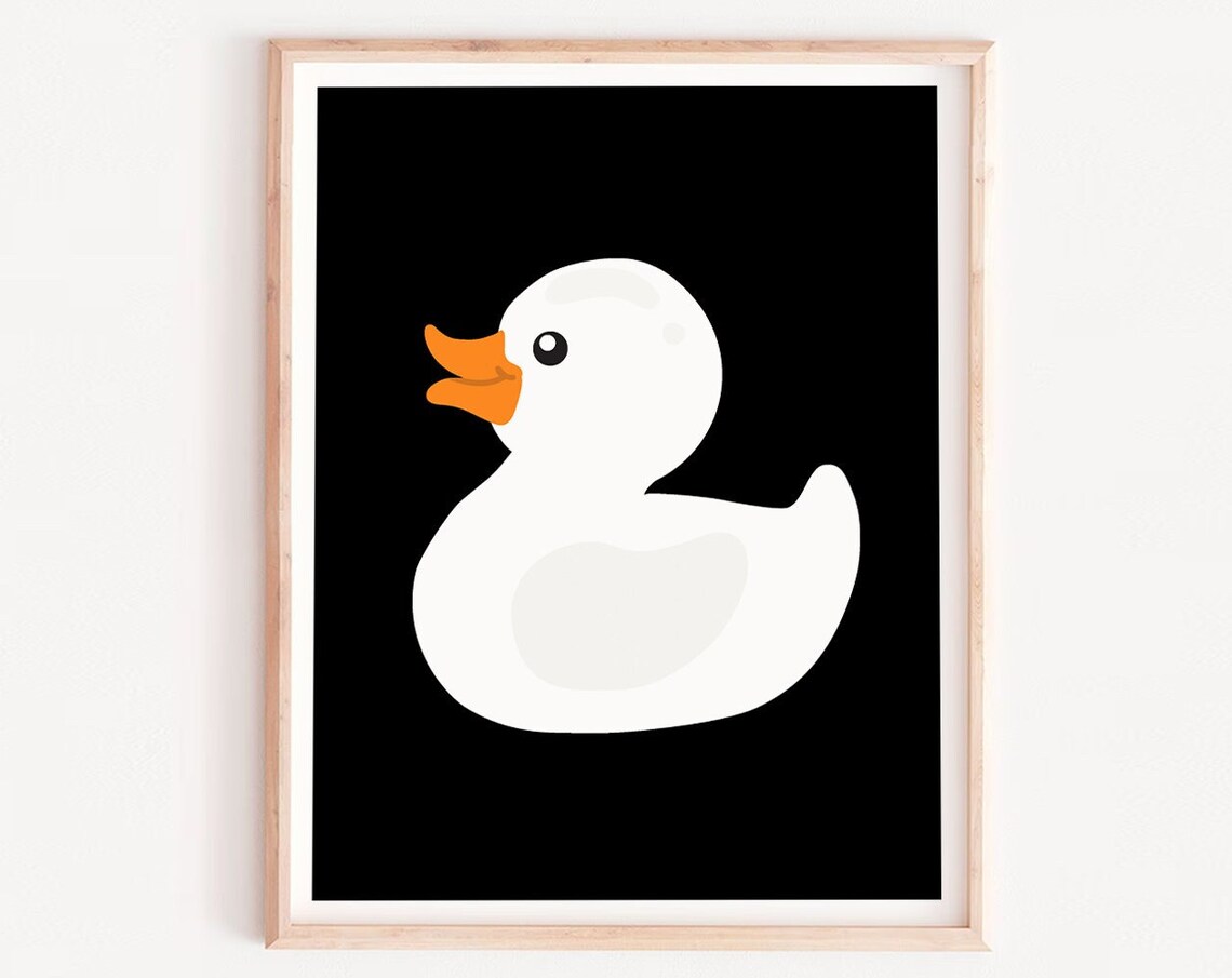Rubber Duck Nursery Print, Black and White Art Print