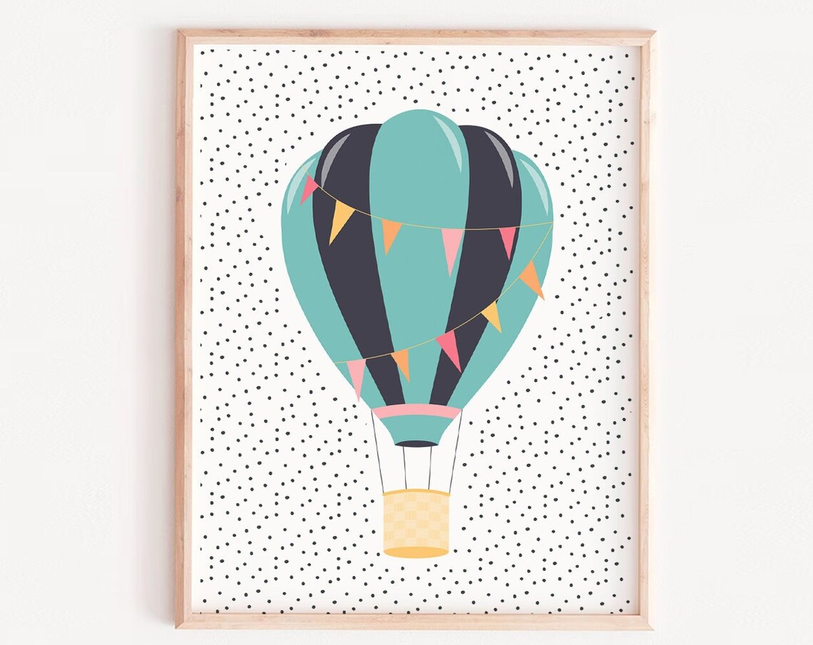 Air Balloon Prints Nursery Art Baby Wall Arttransportation Boys Blue