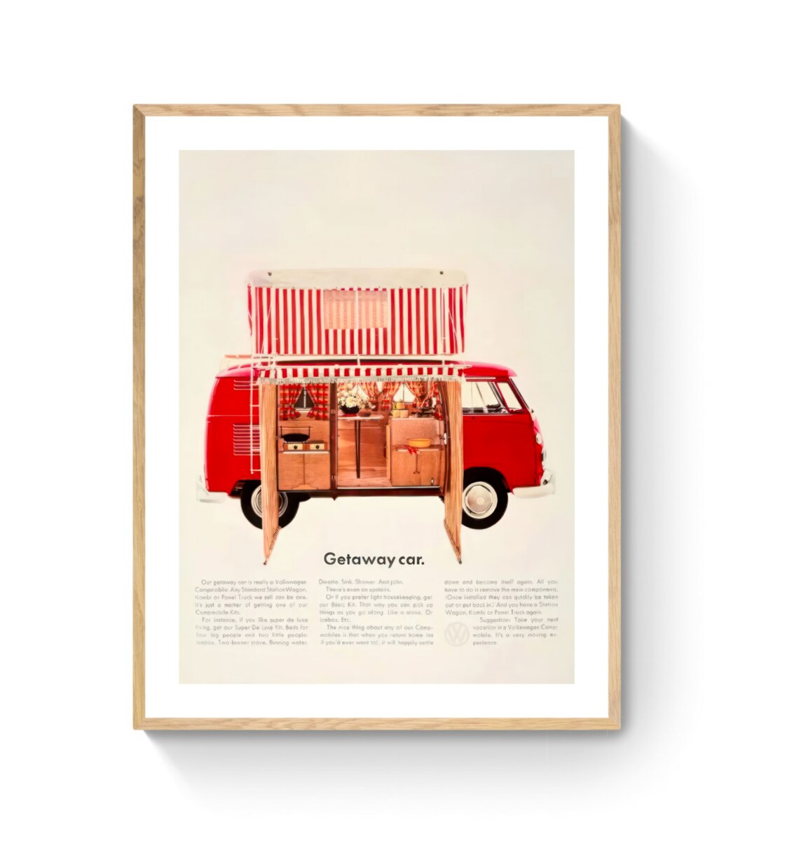 Vintage Volkswagen Camper Bus Getaway Car Automotive Wall Art