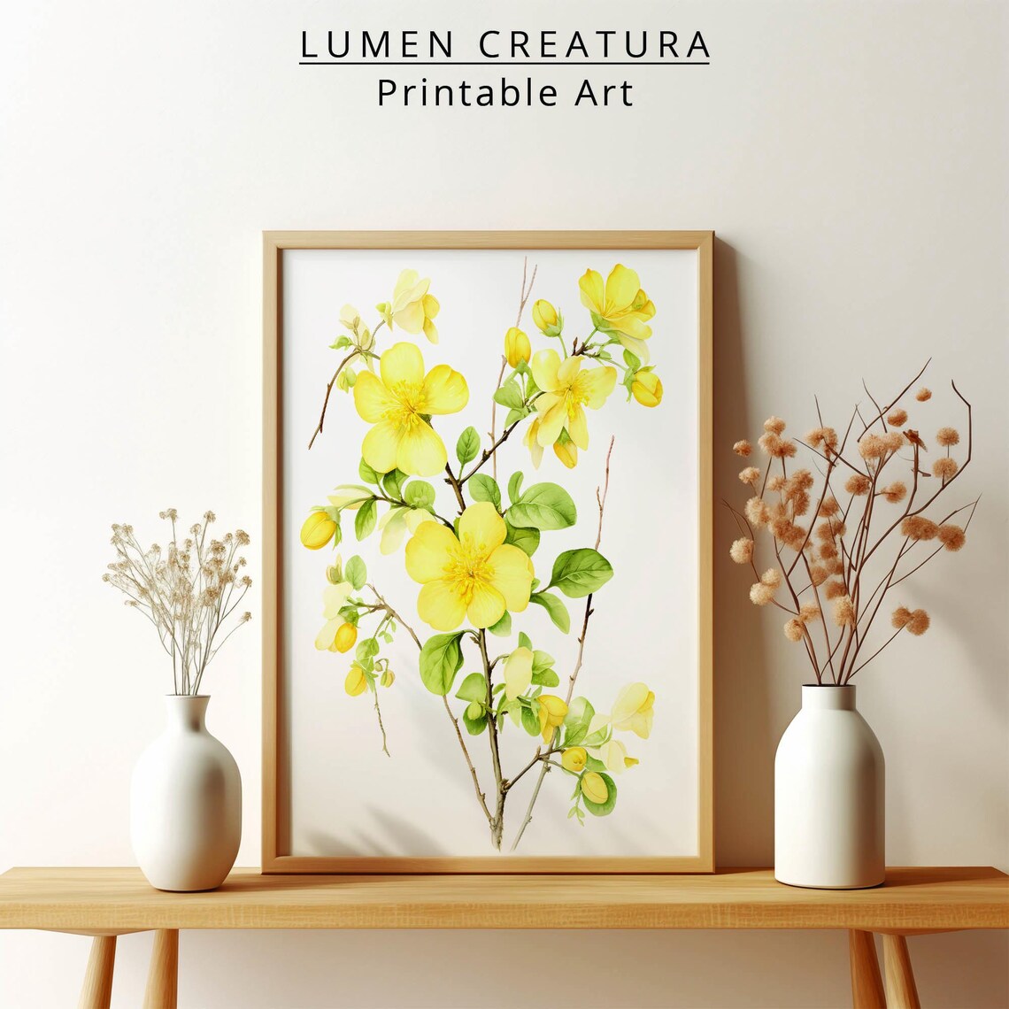 Yellow Flower Botanical Bedroom Prints, Minimalist - Image 4