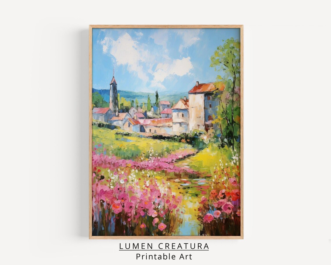 European Countryside Landscape, Vintage Art Print