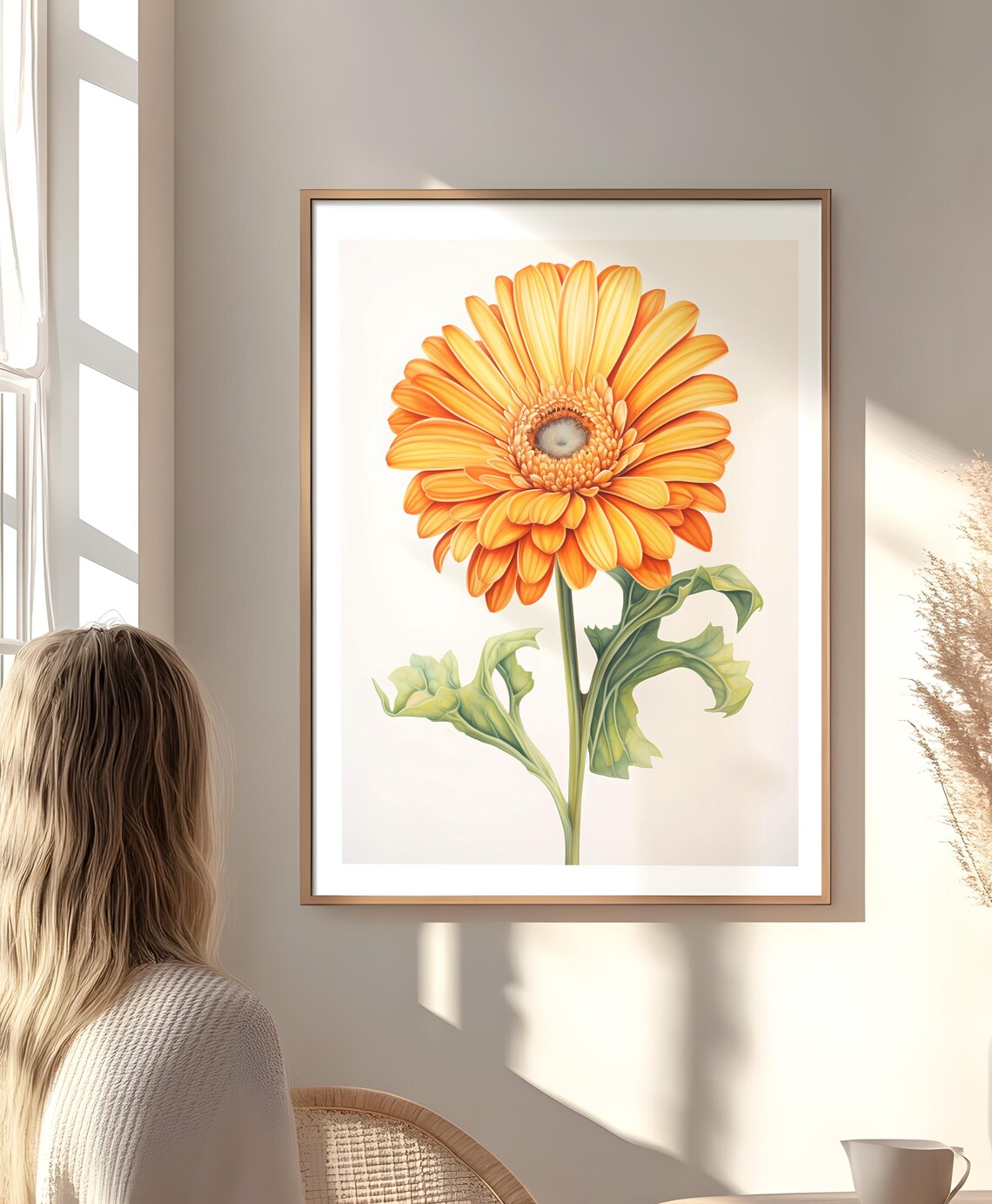 Orange Flower Botanical Vintage Wall Art - Image 4