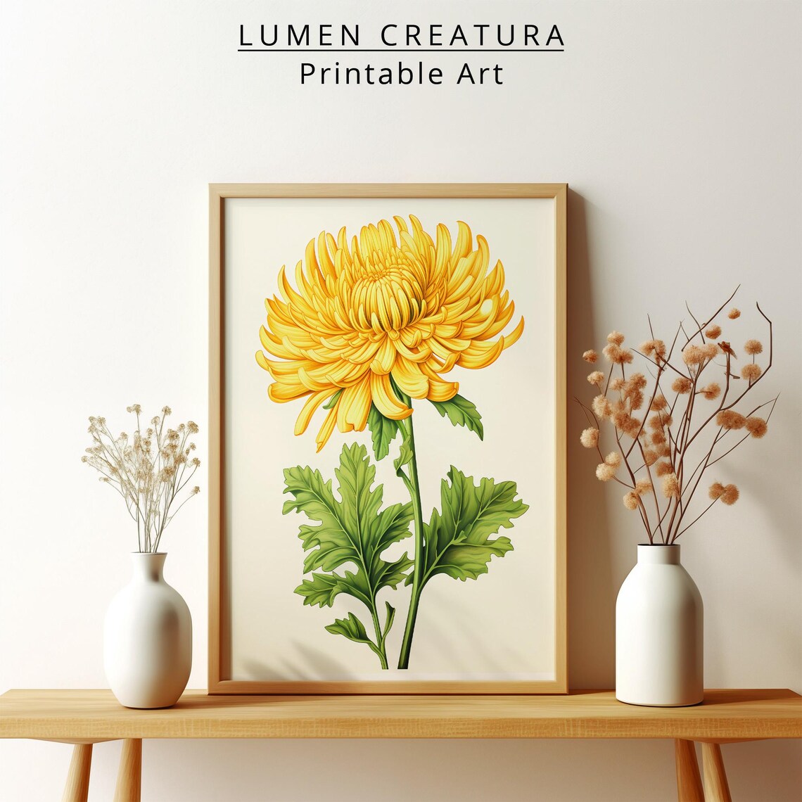 Botanical Art Print, Vintage Chrysanthemum Artwork - Image 3