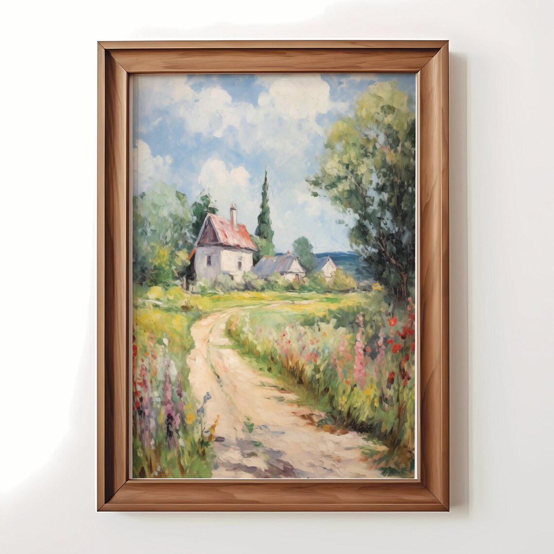 Cottage Landscape Painting, Vintage Art Print - Image 3