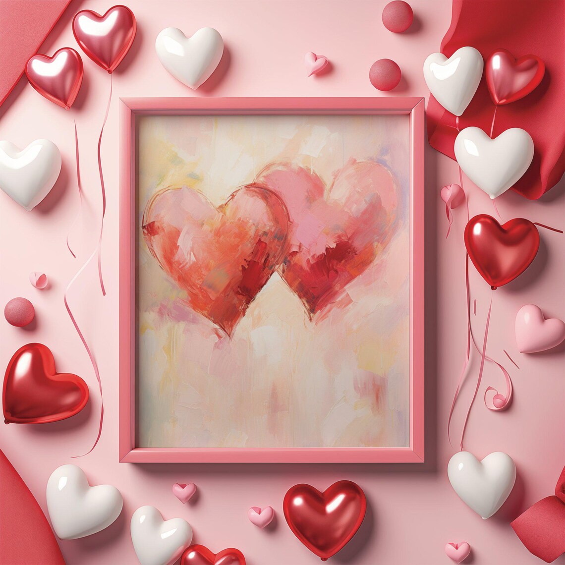 Cute Heart Shape Valentine's Day Art, Romantic Decor - Image 2