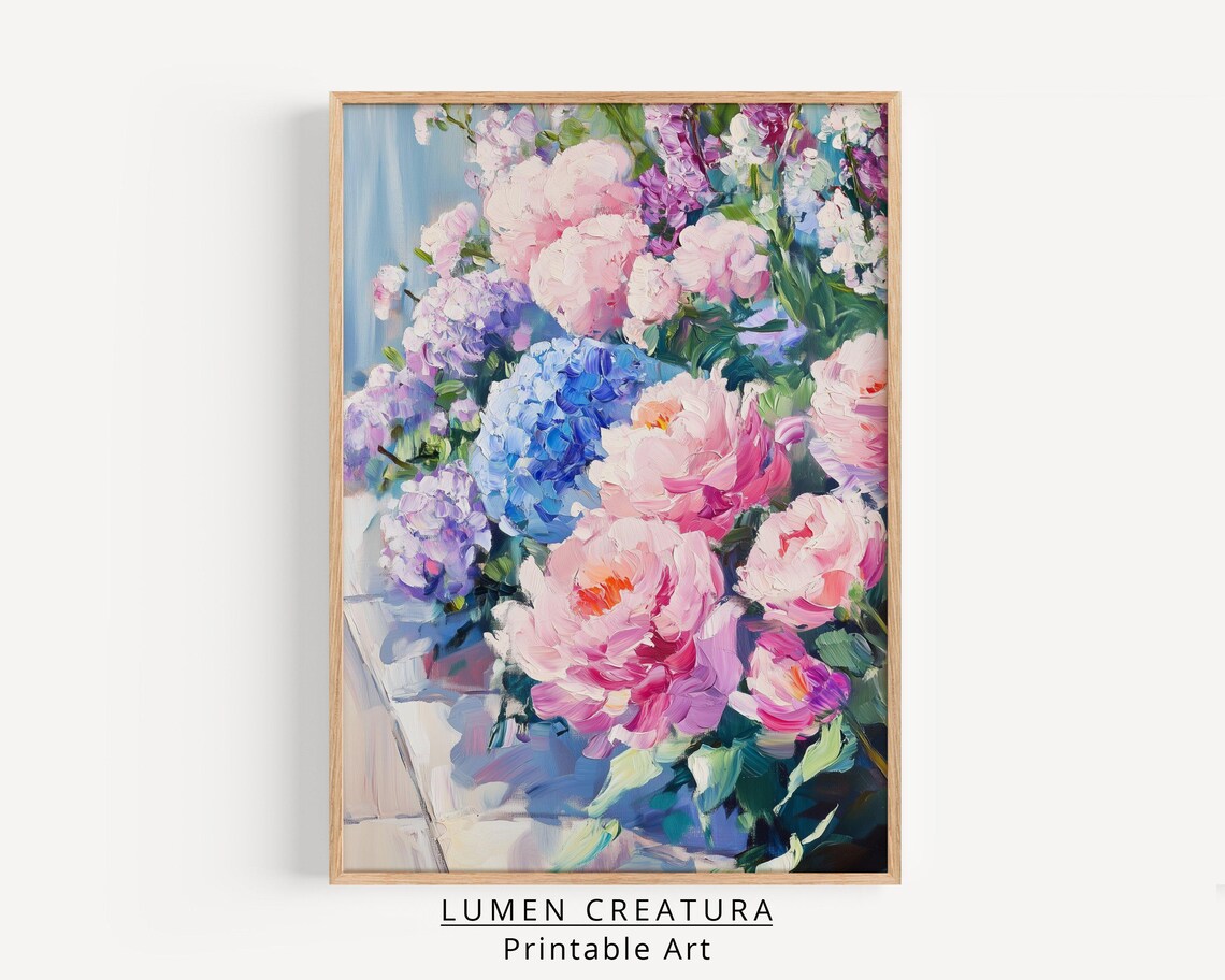 Spring Flower Garden, Muted Vintage Botanical Art