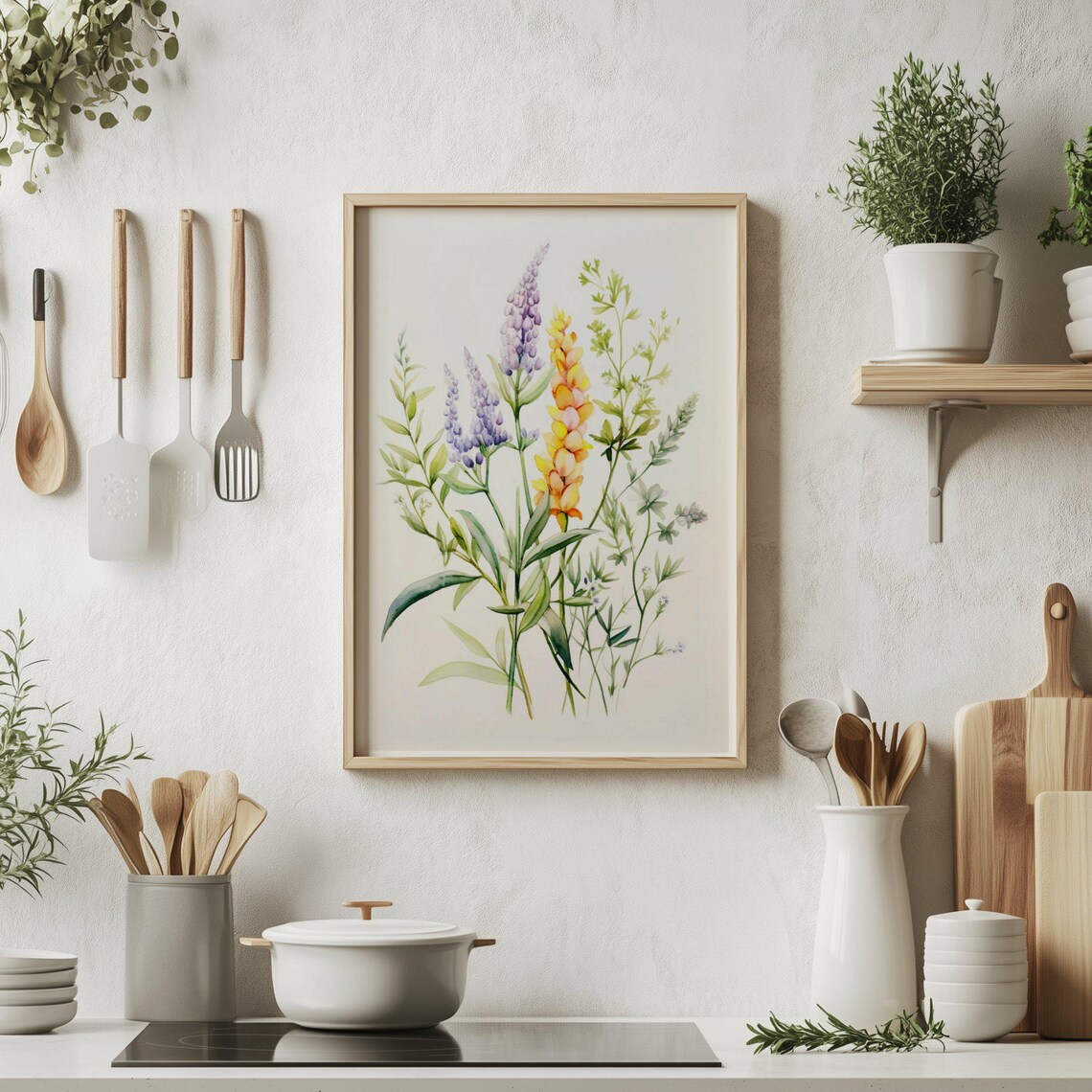 Spring Watercolor Botanical Painting, Country Farmhouse - Image 2
