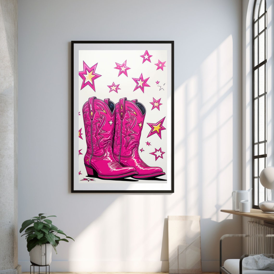 Cowgirl Boots Poster Hot Pink Boots Art Cowboy Boots Mauve Poster Art Preppy Art