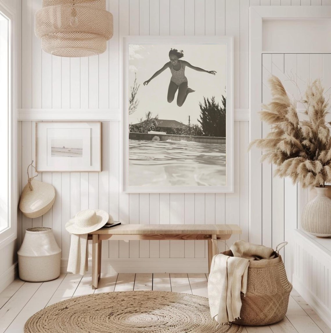 Vintage Water Jump Poster, Girl In Pool Art Print
