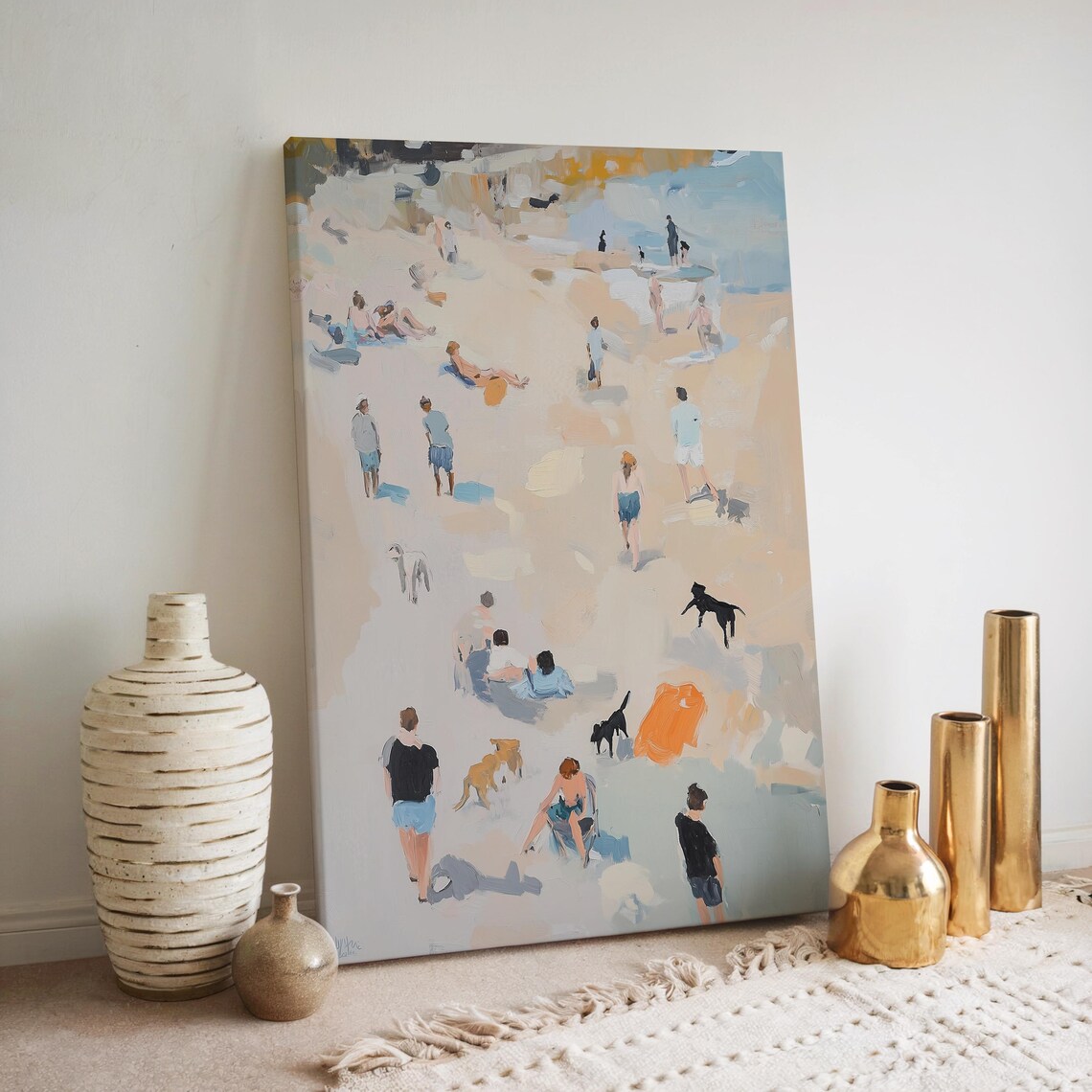 Happy Beach Day with Playful Dogs on the Coastal Summer Art Poster - Image 4