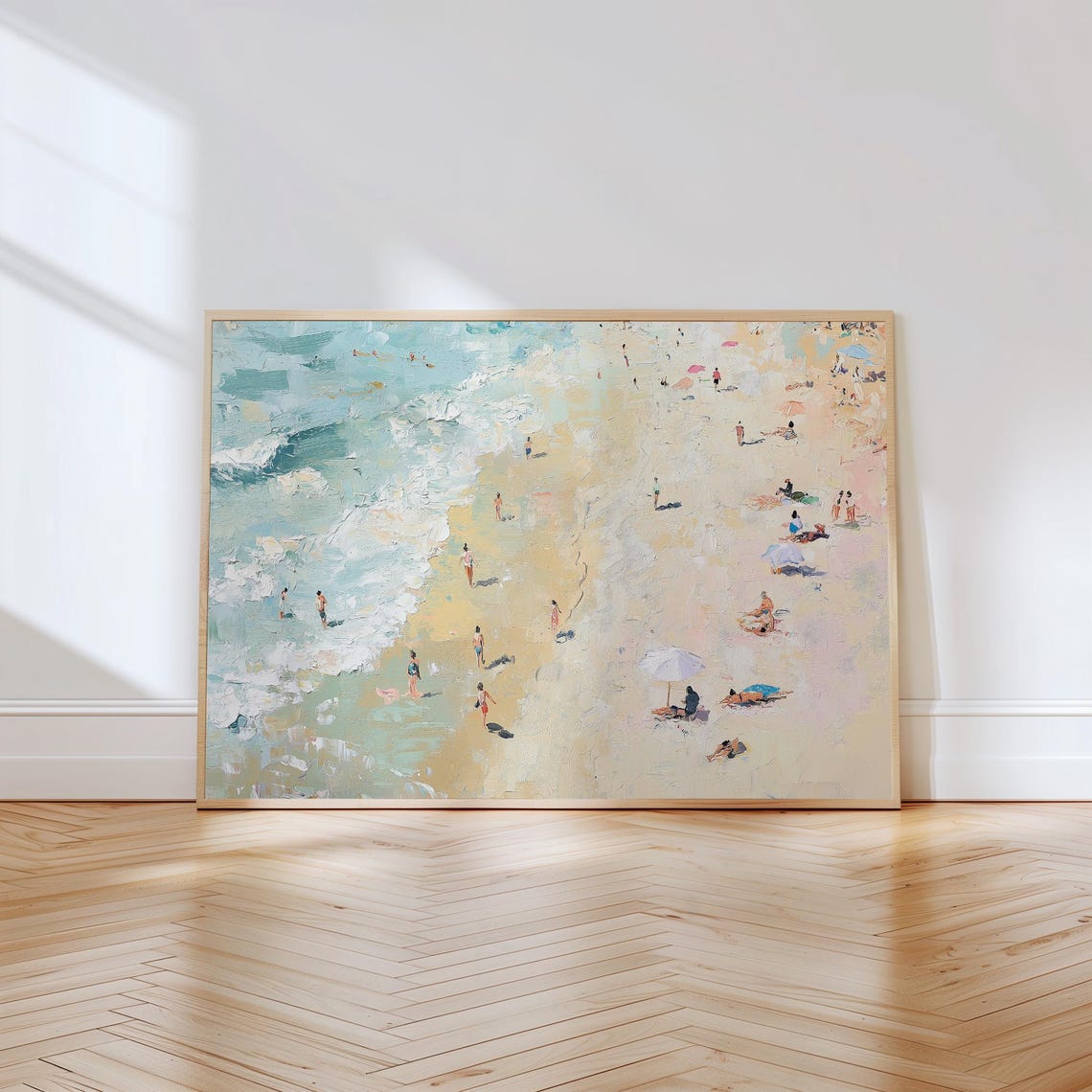 Dreamy Aerial Pastel Beach Shoreline Summer Coastal Art Poster - Image 3