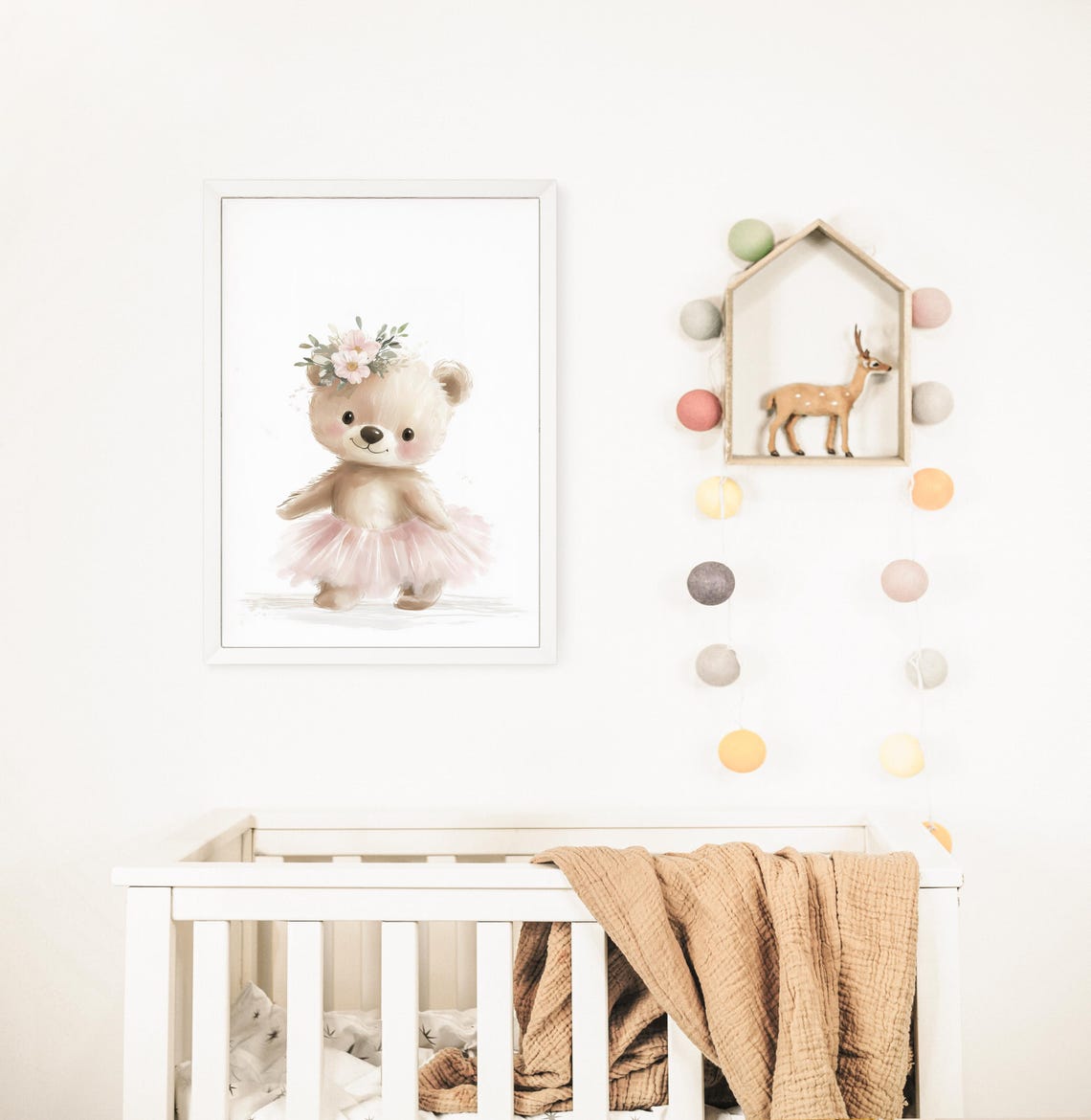 Cuddly Ballet Bear Teddy Watercolor Nursery Wall Art Pink Tutu Art - Image 3