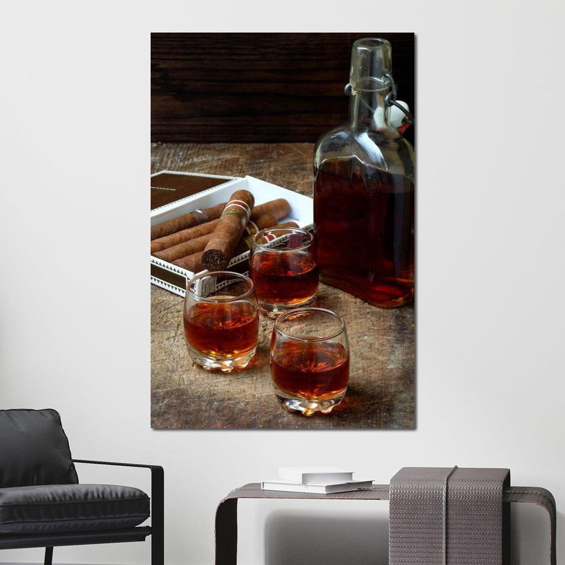 Whiskey Decanter Cigars Rustic Bar Still Life Mens Lounge Wall Poster - Image 4