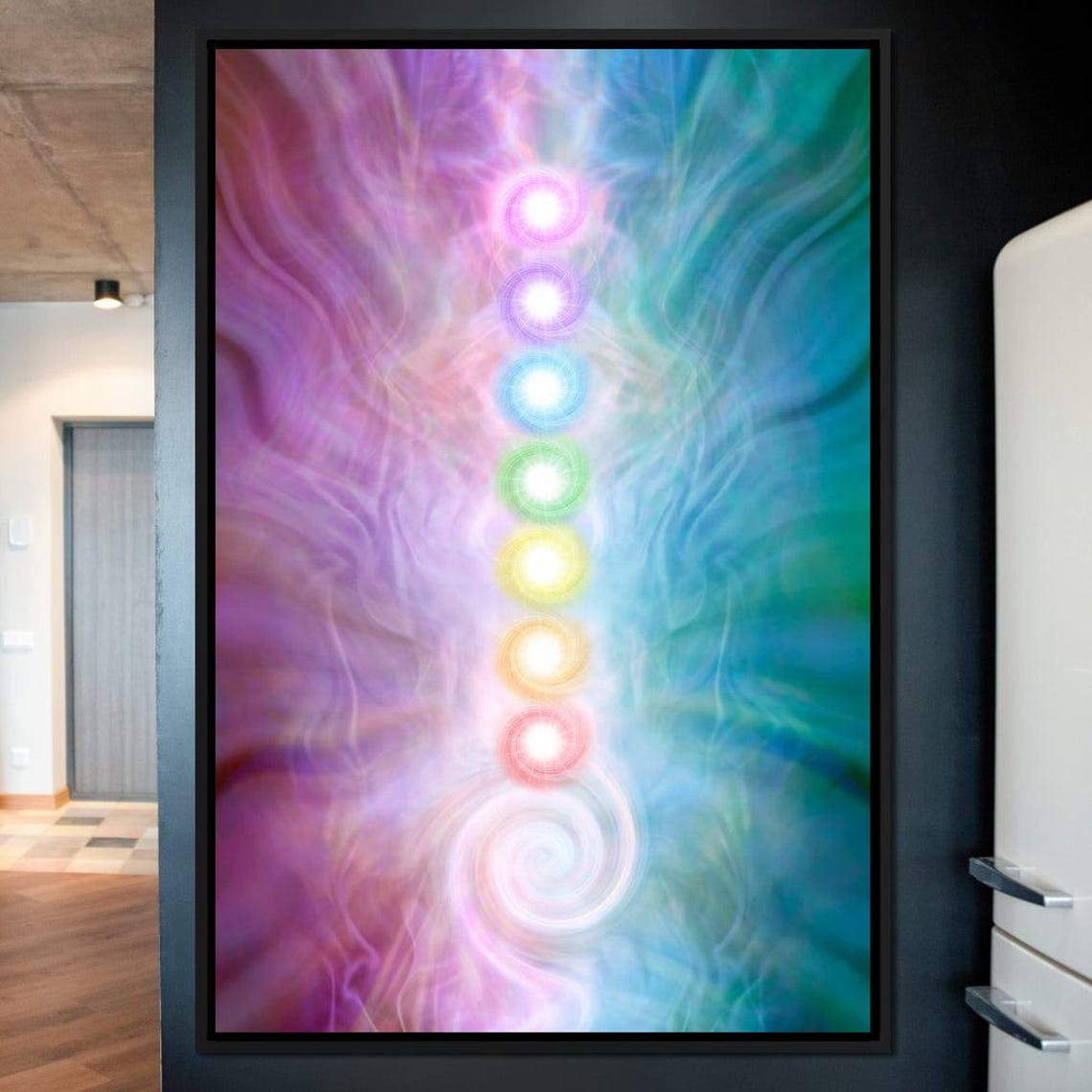 Seven Chakra Energy Centers Glowing Spiritual Meditation Art Poster - Image 2