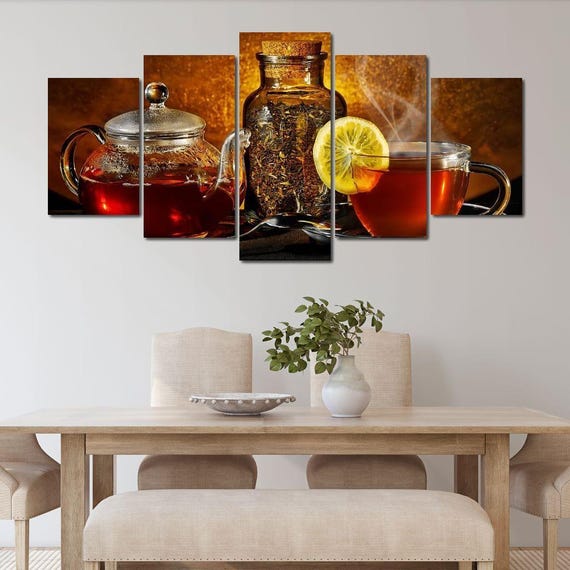 Glass Teapot Tea Lover Gift Kitchen Wall Art Cozy Home Decor Rustic Still Life Photography Multi Panel Art By Nichecanvas
