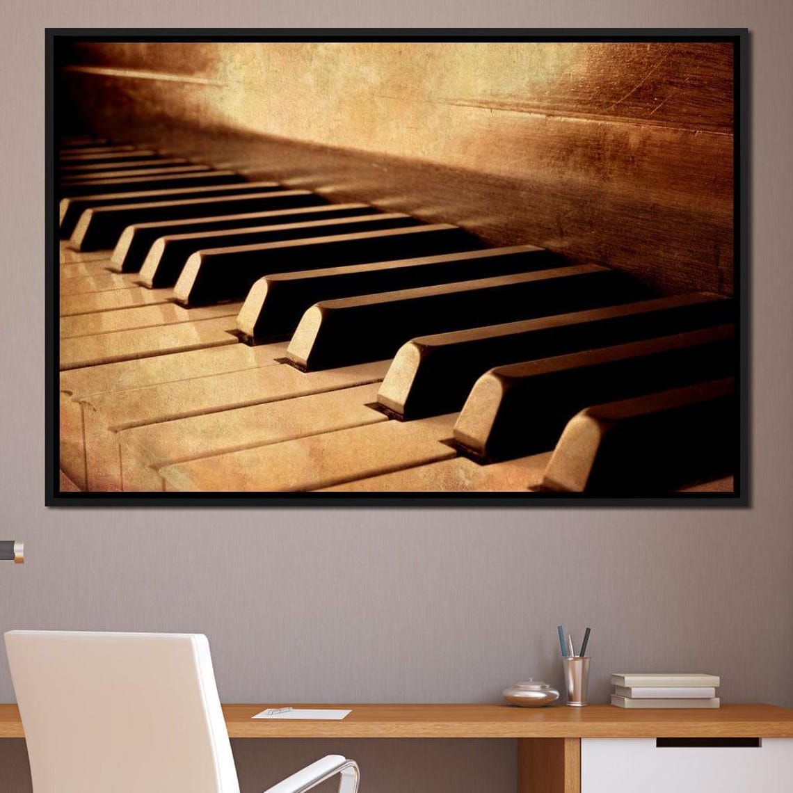 Vintage Piano Keys Close Up Sepia Rustic Music Lovers Wall Art - Image 2