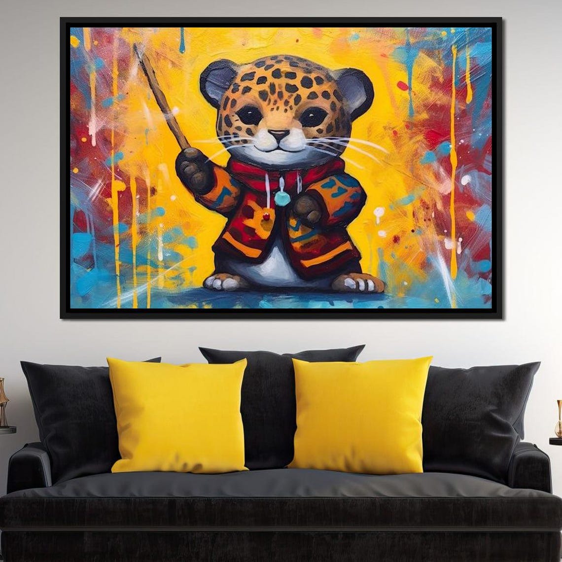 Baby Leopard Cub Painter Colorful Graffiti Style Kids Room Art Poster - Image 3